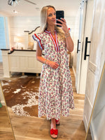 Load image into Gallery viewer, Never Told You Red &amp; Blue Floral Midi Dress
