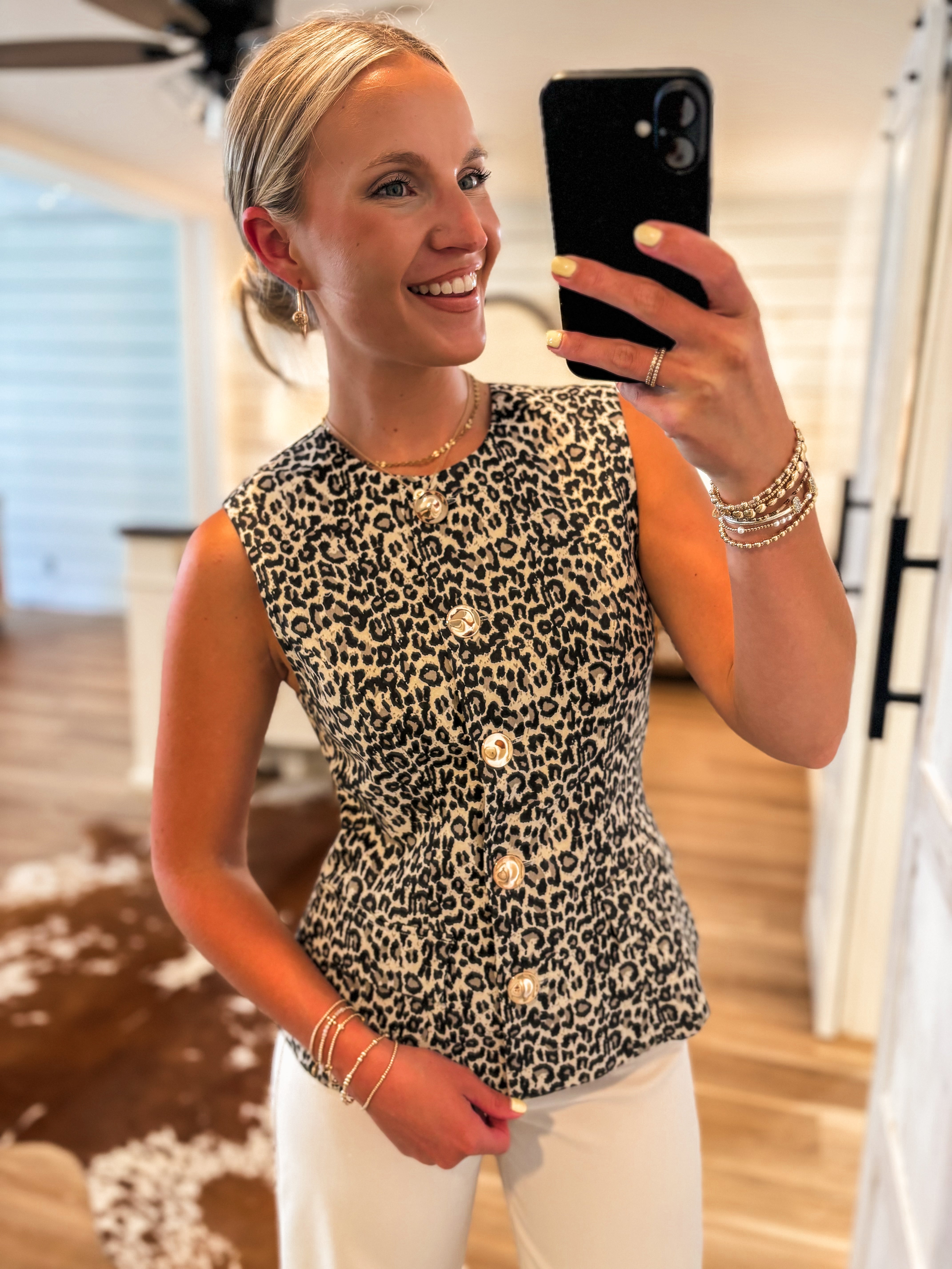 Sweet Regards Leopard Vest Blouse