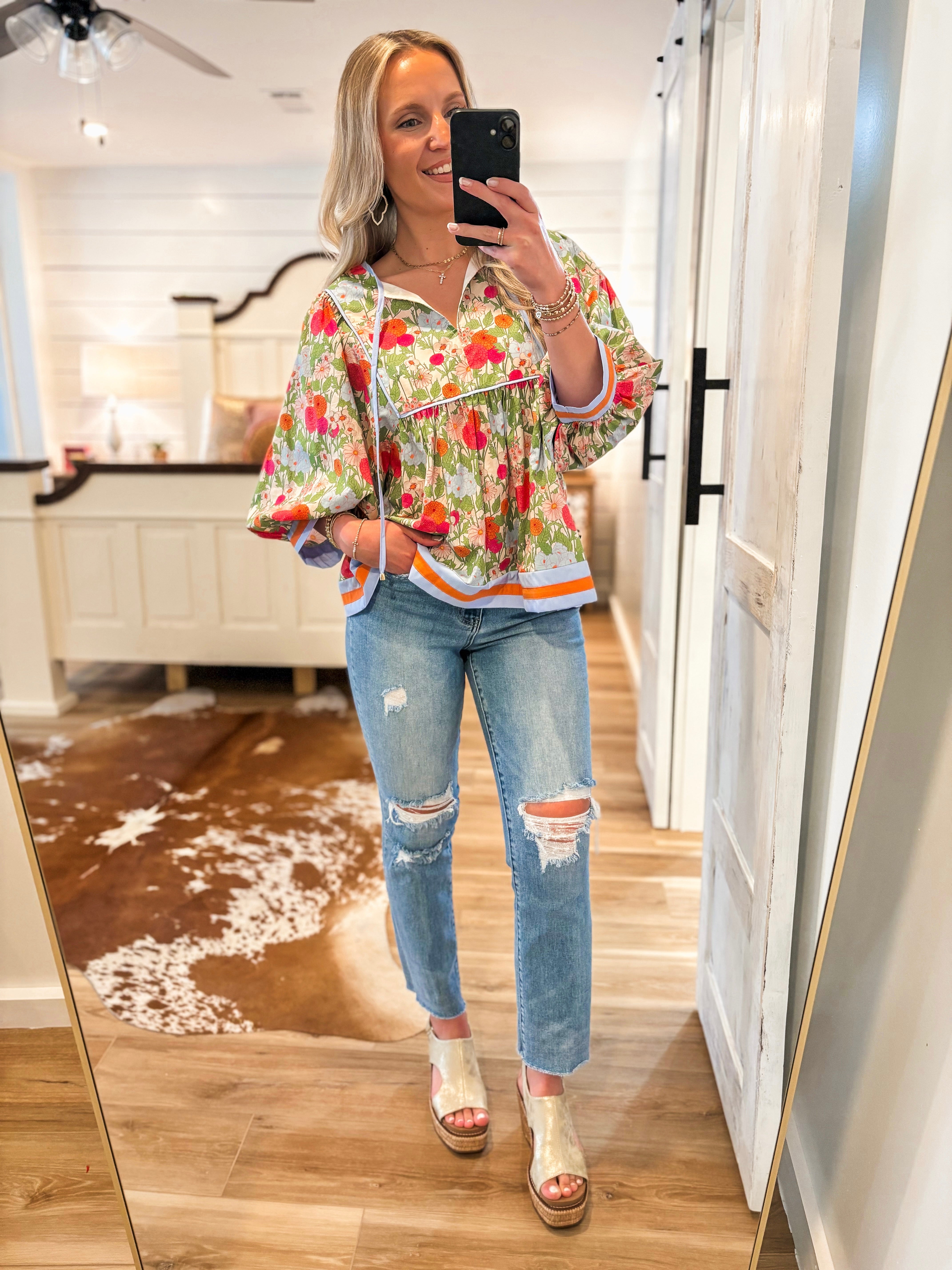 Springing Forward Pastel Floral Blouse