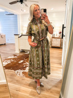 Load image into Gallery viewer, All The Feelings Olive Floral Midi Dress
