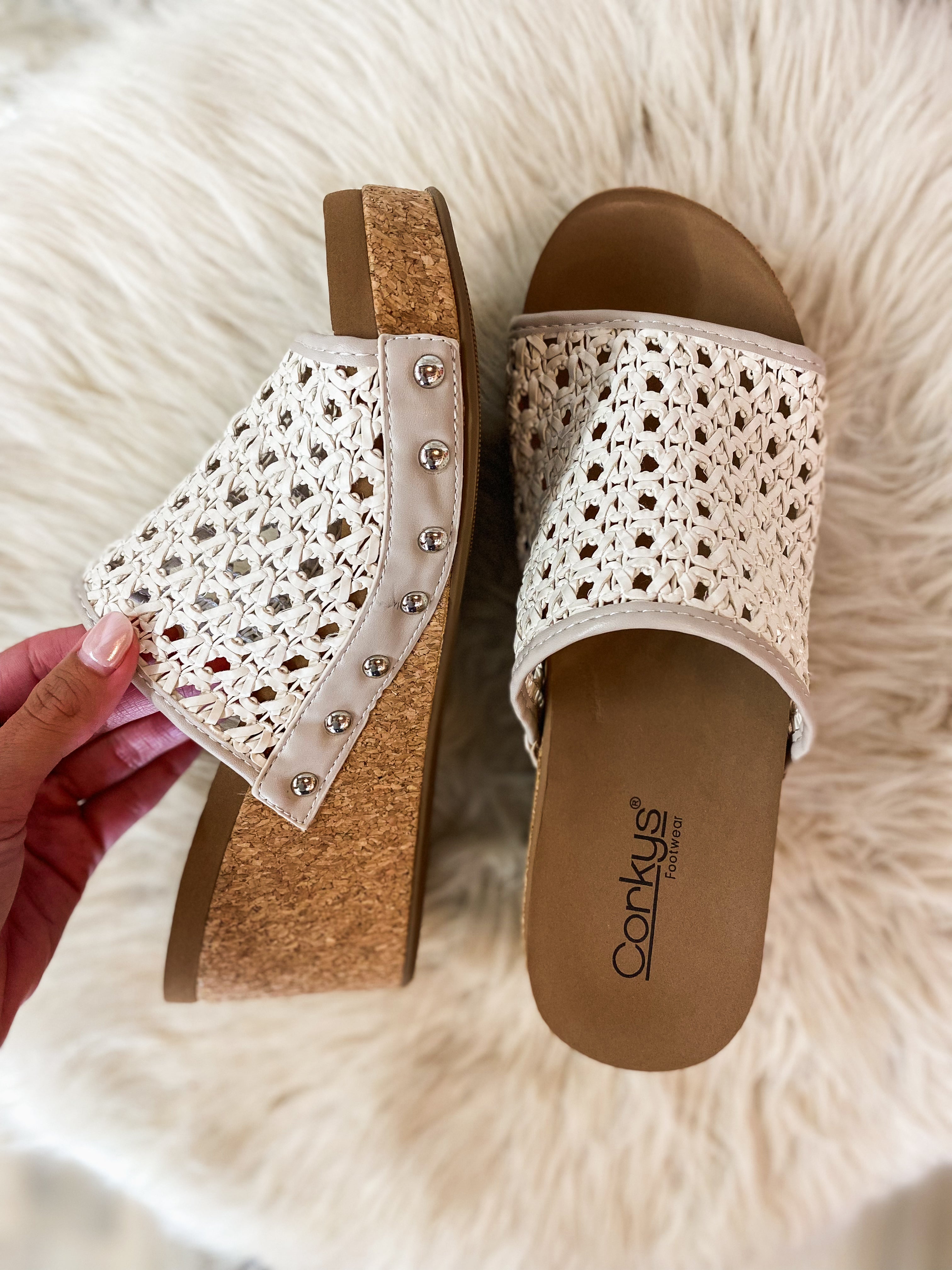 Vacation White Corkys Wedge