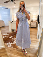 Load image into Gallery viewer, Way Out Blue Stripe Midi Dress
