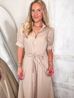 Load image into Gallery viewer, Know My Name Taupe Midi Dress
