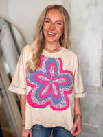 Load image into Gallery viewer, Good Mood Cream Flower Patch Tee
