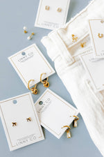 Load image into Gallery viewer, Huggie Charm Earrings - Edith Clear Gold
