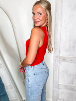 Load image into Gallery viewer, Back At It Red Front Tie Knit Vest Blouse
