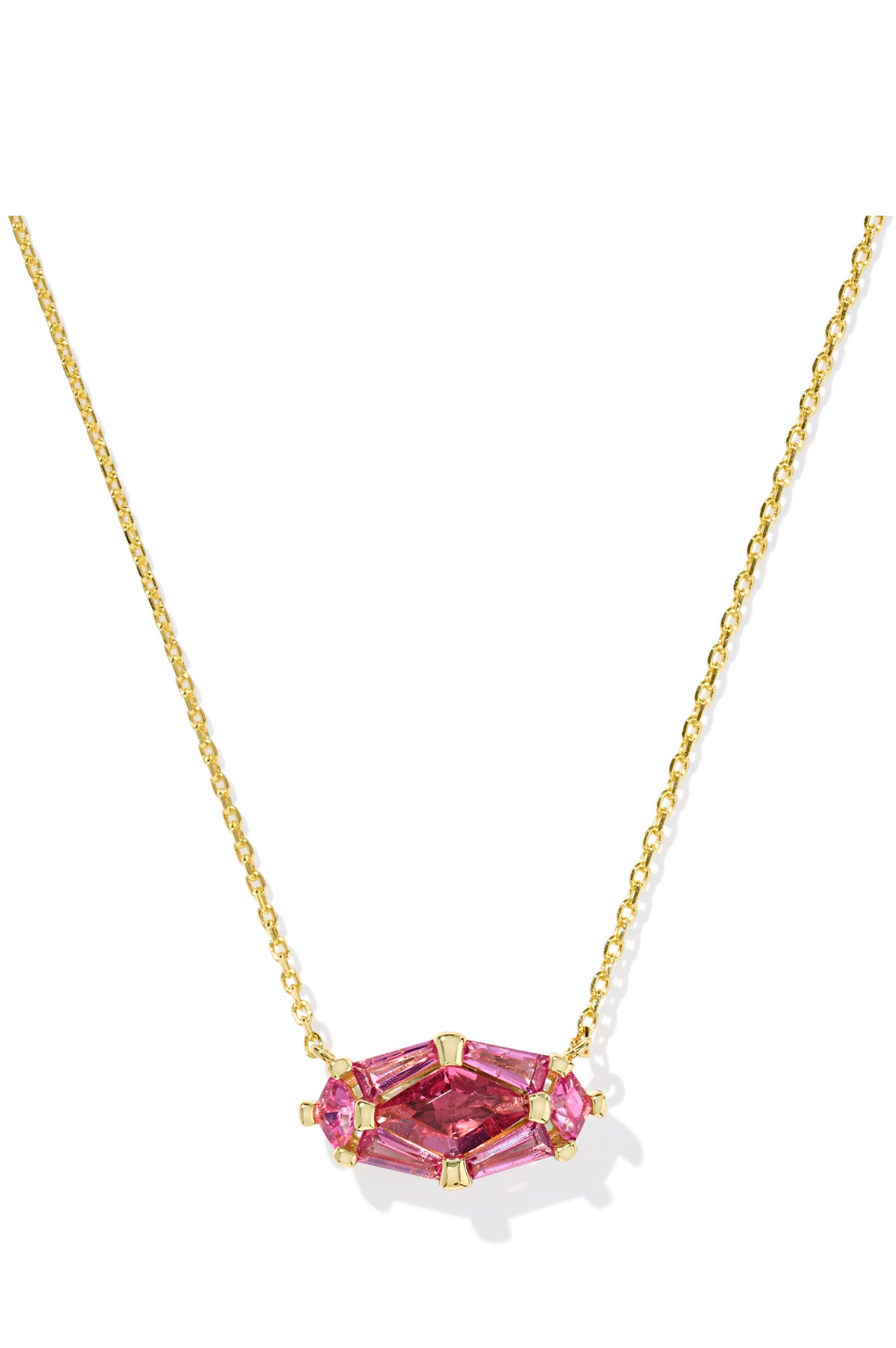 Lindy Rae Elisa Pink Crystal Gold Pendant Necklace