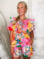 Load image into Gallery viewer, Juliette + Faye Floral ADRIENNE Blouse &amp; Shorts Set
