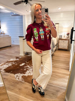 Load image into Gallery viewer, Wine Multi Sequin Nutcracker Sweater
