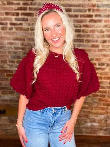 All On You Maroon Bubble Print Blouse