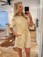 Load image into Gallery viewer, Checking Lists Ecru Tee Shirt Dress
