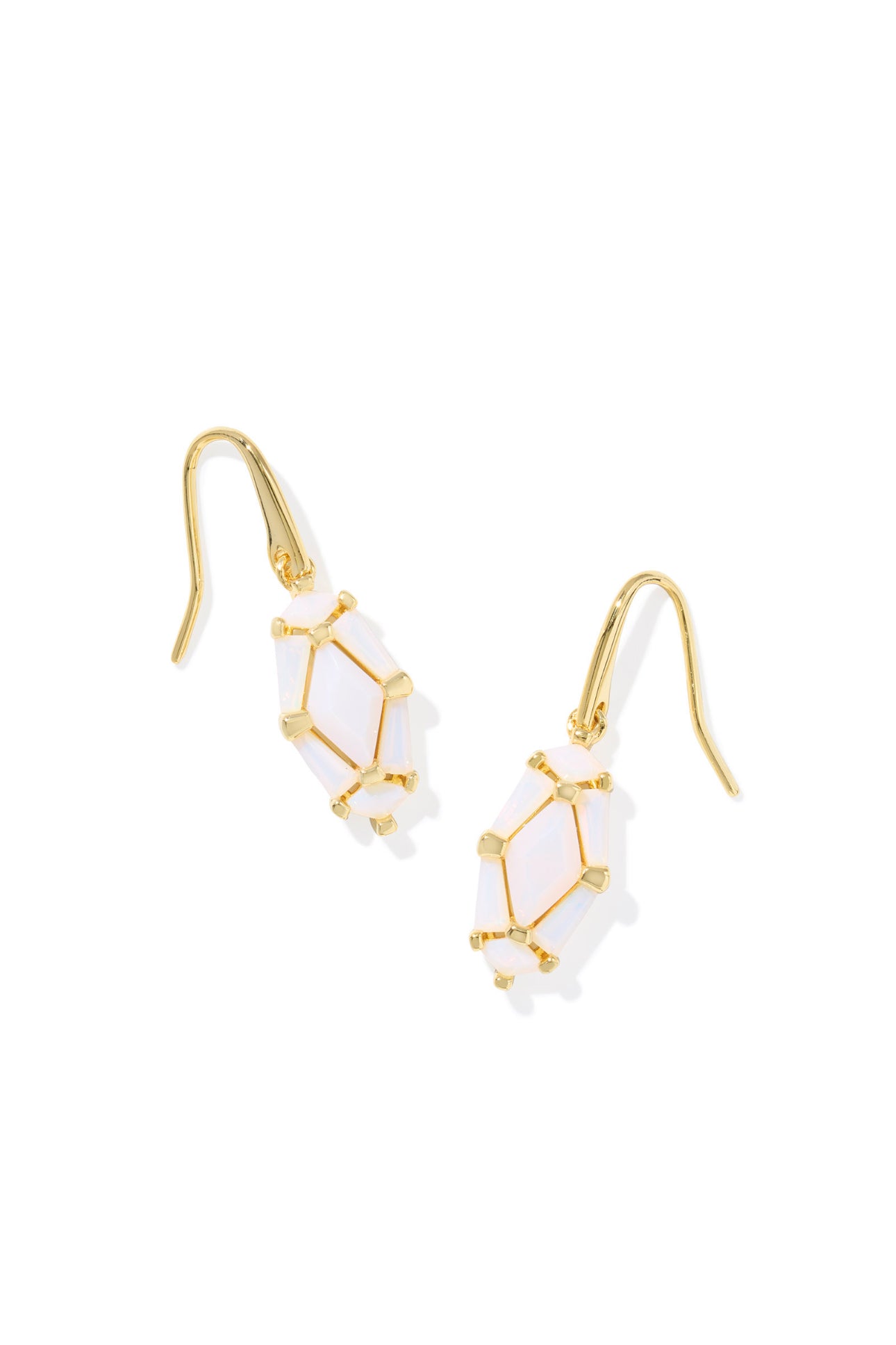 Lindy Rae White Opalite Crystal Gold Drop Earring