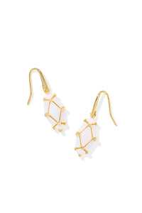 Lindy Rae White Opalite Crystal Gold Drop Earring