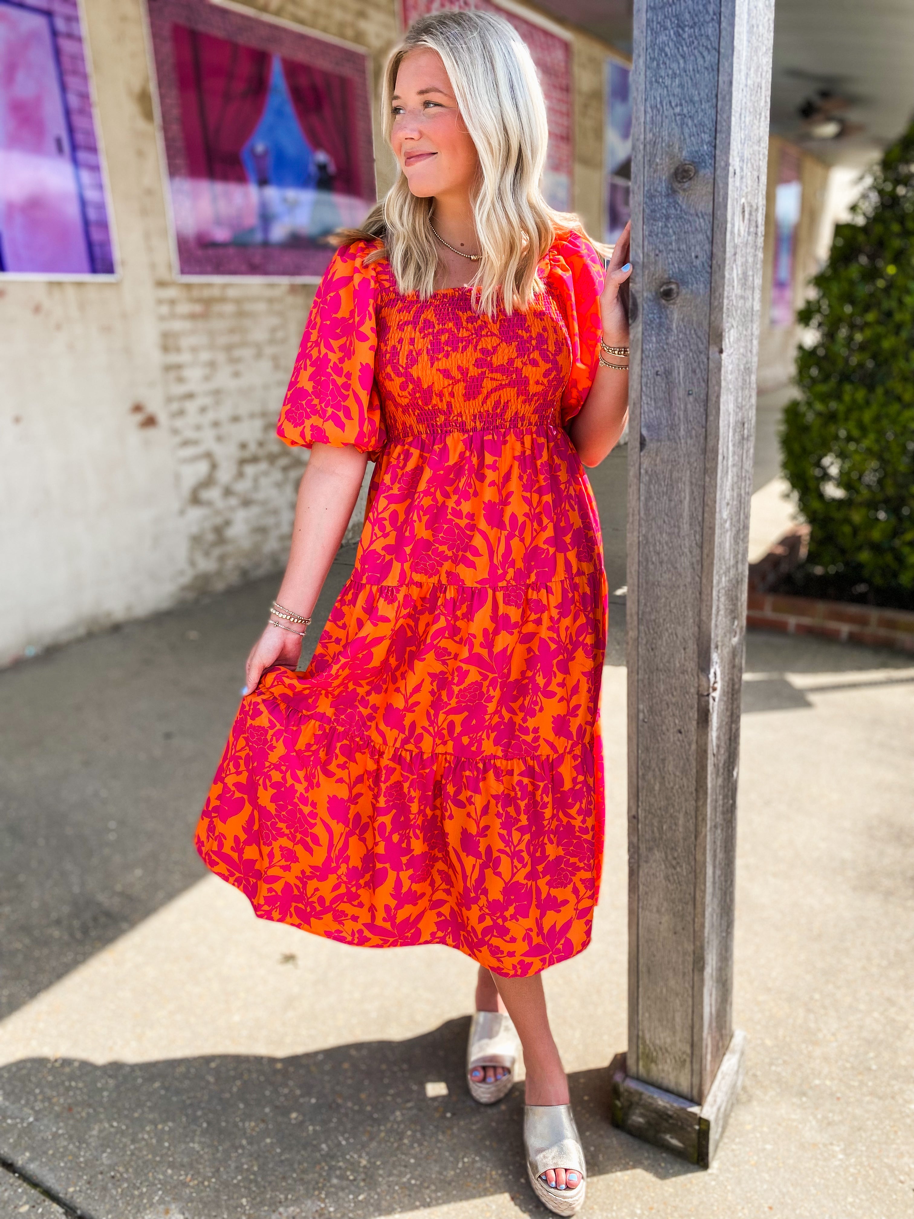 thml orange dress Bivens Pink + Orange Stripe Mini Dress THML