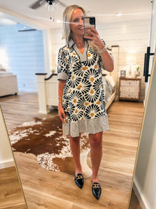 Come To It Black Floral Contrast Mini Dress