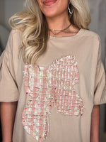 Load image into Gallery viewer, Looking Forward Bow Patch Taupe S/S Blouse
