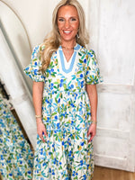 Load image into Gallery viewer, Calling In Blue Floral Midi Dress
