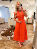 Load image into Gallery viewer, Way Out Hot Pink/Orange Stripe Midi Dress
