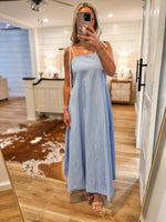 Load image into Gallery viewer, Stories Unfolding Light Blue Stripe Midi Dress
