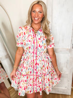 Load image into Gallery viewer, Welcome In Fuchsia Floral Mix Mini Dress
