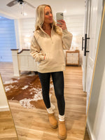 Load image into Gallery viewer, Needless To Say Beige Quarter Zip Pullover
