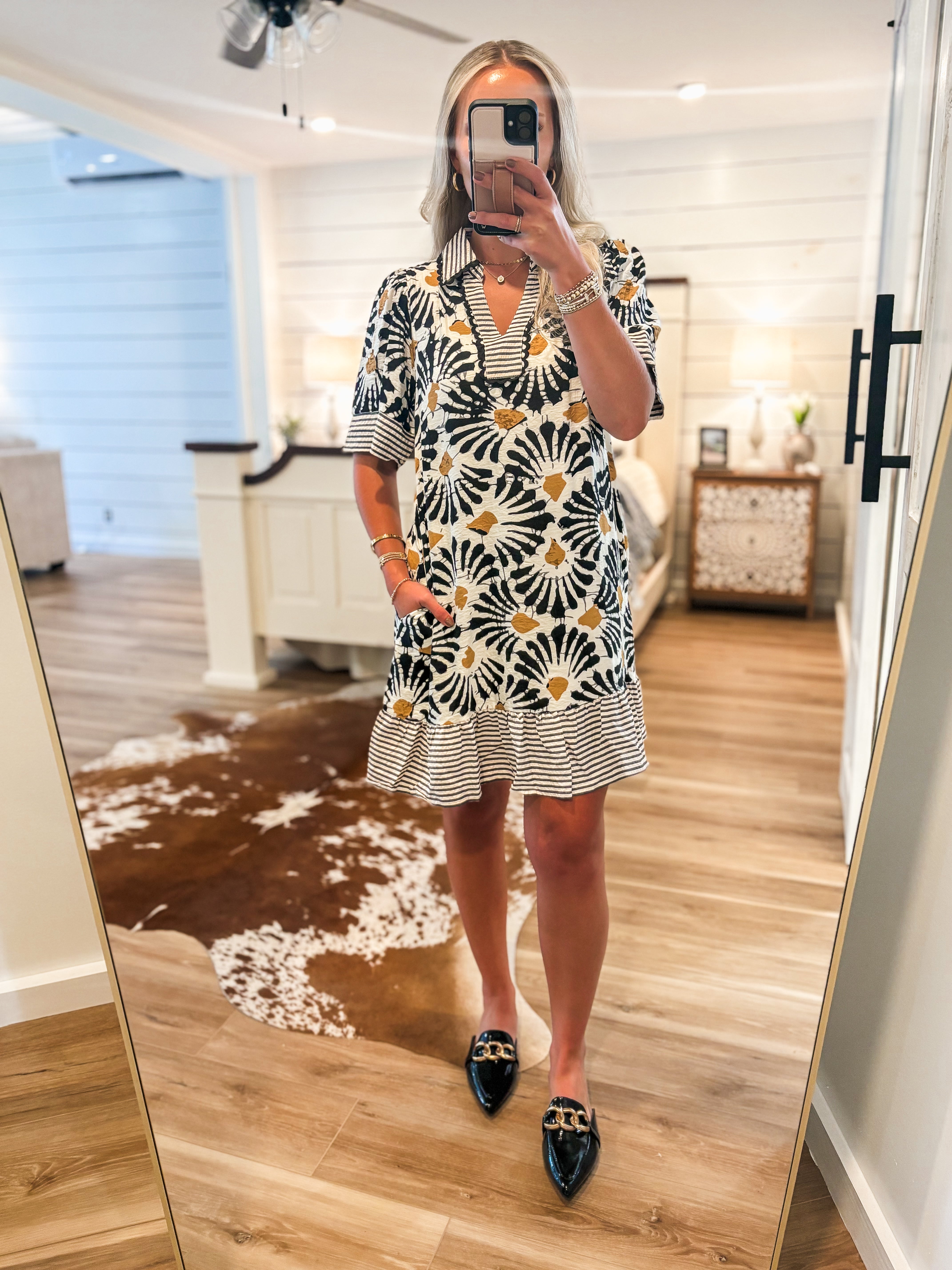 Come To It Black Floral Contrast Mini Dress