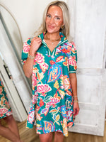 Load image into Gallery viewer, Short Timing Emerald Paisley Contrast Mini Dress
