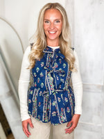 Load image into Gallery viewer, Out Here Navy Floral Puffer Vest
