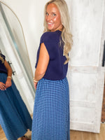 Load image into Gallery viewer, Settling Here Navy Gingham 2-pc Maxi Dress
