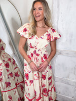 Load image into Gallery viewer, At The Right Time Ivory Floral Midi Dress

