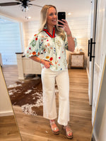 Load image into Gallery viewer, Letting Go Light Blue Floral THML Blouse
