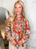 Load image into Gallery viewer, Best Chance Orange Multi Patch Print Blouse

