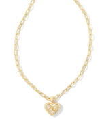 Load image into Gallery viewer, Penny White Crystal Heart Pendant Gold Chain Necklace
