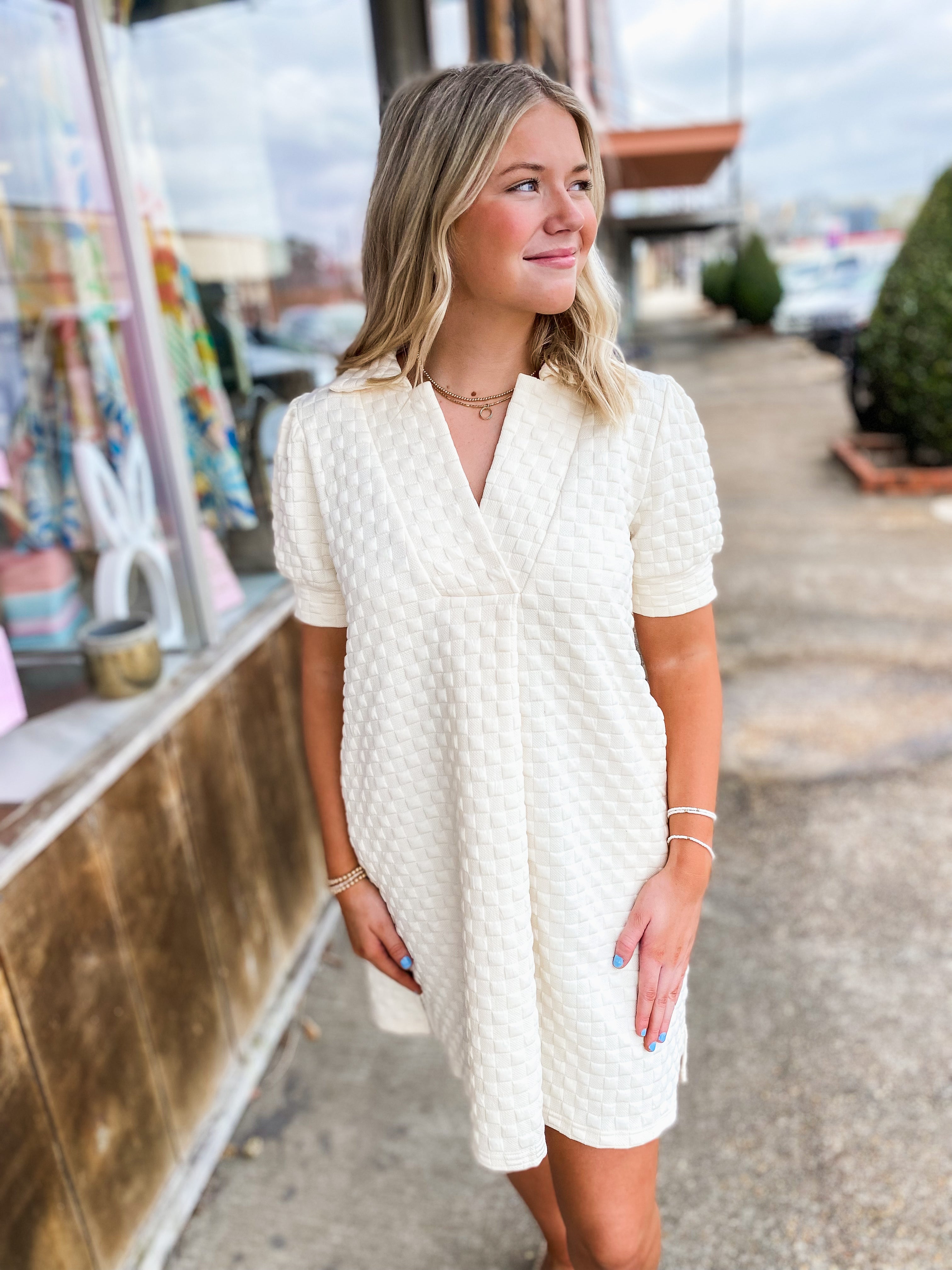 Always Affectionate Ivory Textured Dress