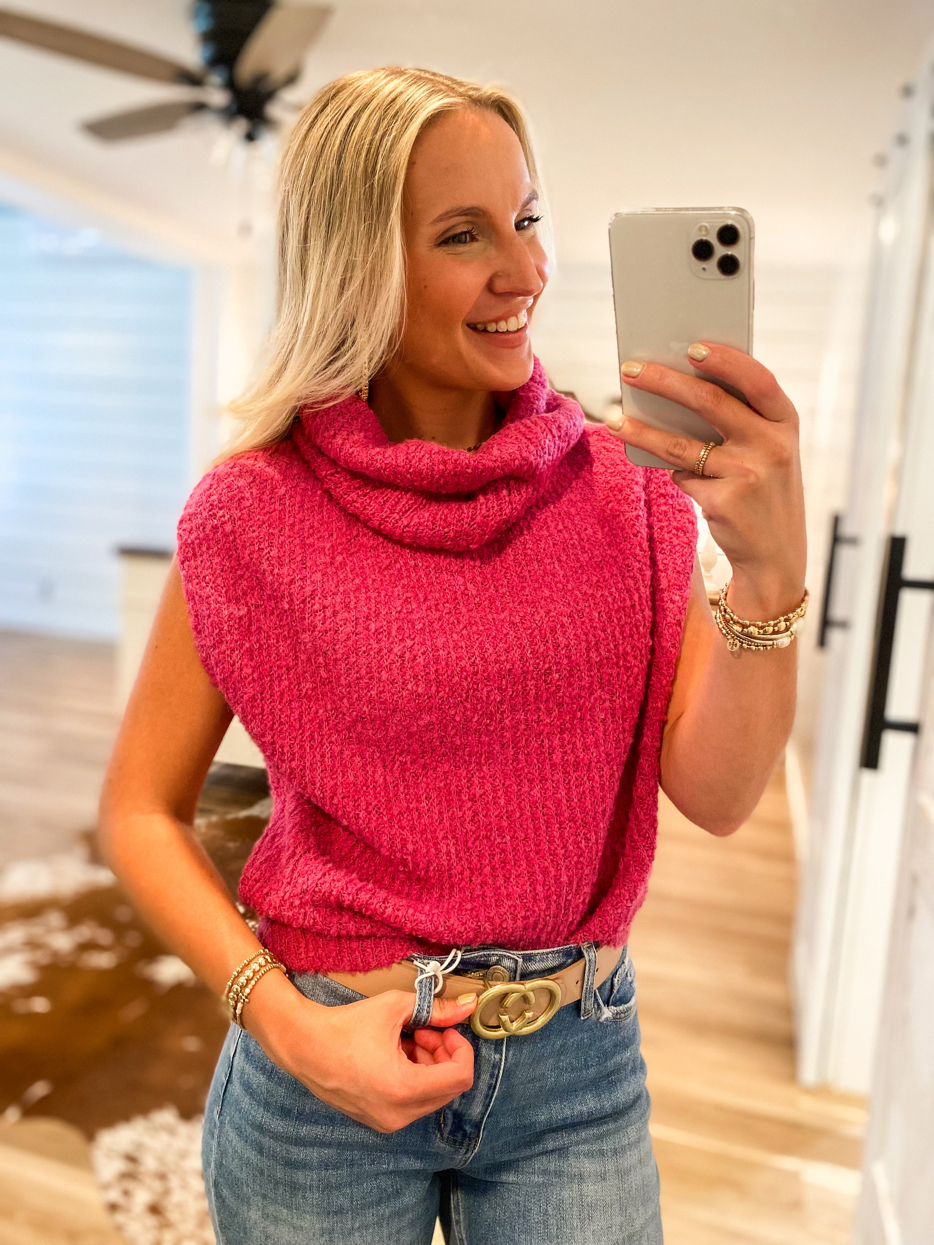 Least Expected Magenta Drop Shoulder Sweater