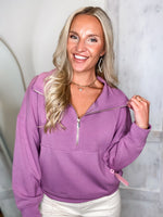 Load image into Gallery viewer, Simply Southern Grape Quarter Zip Pullover
