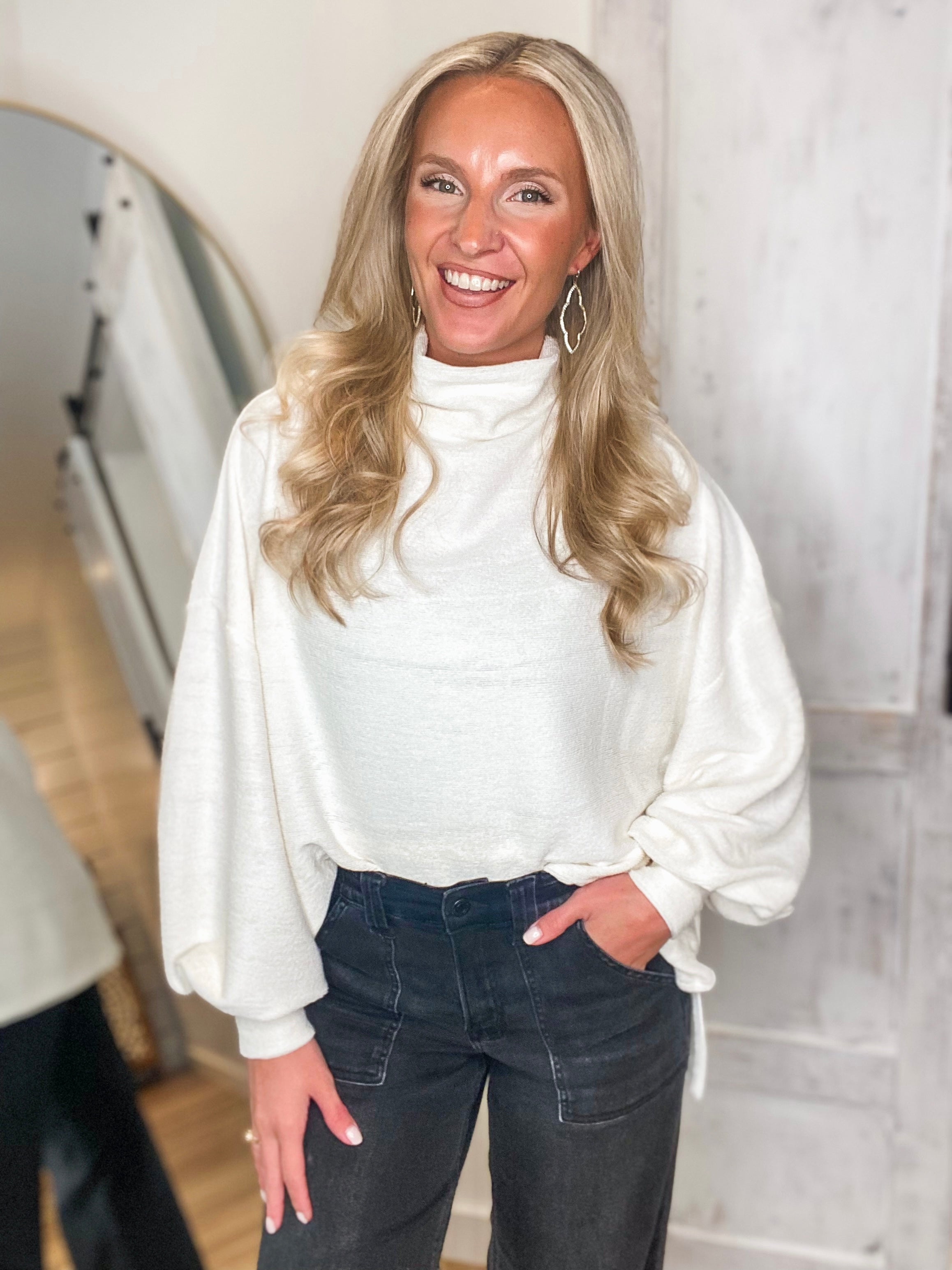 Going Again Ivory Mock Neck Sweater