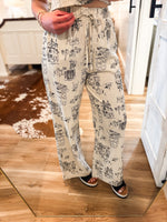 Load image into Gallery viewer, Set Sail Taupe &amp; Black Printed Crop Top &amp; Linen Pant Set

