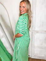 Load image into Gallery viewer, Options Open Kelly Green Stripe Maxi Dress
