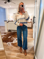 Load image into Gallery viewer, Reason Being Oatmeal Multi Stripe Sweater
