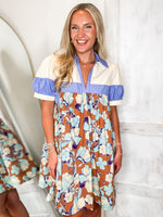 Load image into Gallery viewer, Feeling In Fall Rust Floral Mini Dress
