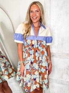 Feeling In Fall Rust Floral Mini Dress
