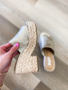 Solstice Gold Metallic Corkys Wedge Sandal