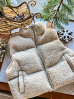 Load image into Gallery viewer, Best Of Cream Sherpa Cropped Puffer Vest
