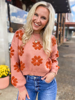 Load image into Gallery viewer, Floral Rust Simply Southern Cropped Sweater
