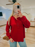 Load image into Gallery viewer, Gonna Stay Crimson Henley Top
