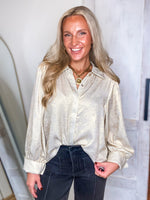 Load image into Gallery viewer, Pearl Shimmer Button Down Blouse

