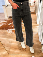 Load image into Gallery viewer, Simple Joy Washed Black Trouser Pant

