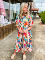 Load image into Gallery viewer, Secret Getaway Tropical Floral Maxi Dress
