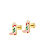 Load image into Gallery viewer, Screwback Stud Earrings - Tulip Cowgirl Boot
